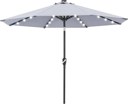 ABCCANOPY 10FT Durable Solar Led Patio Umbrellas with 32LED Lights (Gray)