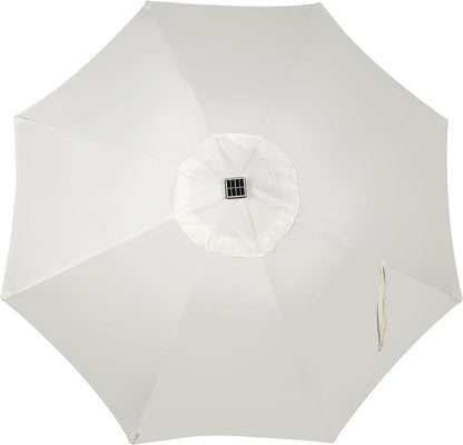 Blissun 9 ft Solar Umbrella, 32 LED Lighted Patio Umbrella, Table Market Umbrella, Outdoor Umbrella for Garden, Deck, Backyard, Pool and Beach (Creamy White)