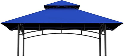 Grill Gazebo Replacement Canopy Top - 5'x8' Outdoor BBQ Tent Roof Cover Double Tiered Outdoor Grill Shelter Fit for Model L-GG001PST-F (Blue)