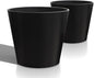 Wide Planters for Outdoor Plants, Extra Large Indoor Flower Pots for Garden, Front Porch, Patio - Round Resin Planter Set of 2 (Black, 16 inch - 2 Pack)