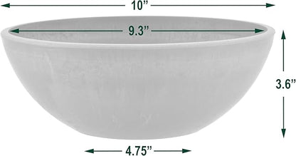 PSW Pot Collection M25TP 10-inch Plastic/Stone/Wood Composite Low Bowl Planter – No Drainage Hole (Drillable), Shallow Indoor/Outer Pot for Succulents, Bonsai, Fairy Gardens, Herbs, Taupe