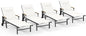 Ciokea Outdoor Lounge Chair with Pillow Set of 4, 5-Position Chaise Lounge with Wheels & Armrests, 400 lbs Heavy Duty Aluminum Pool Lounge Chairs, for Beach, Deck, Poolside & Backyard, White