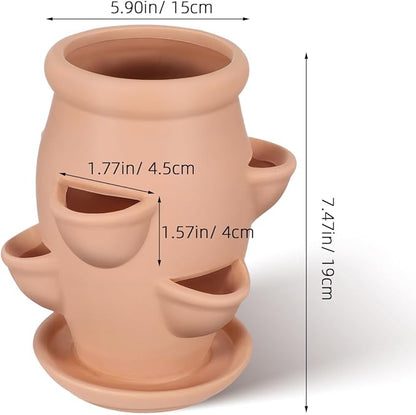 Strawberry Planter Garden Tower with 6 Pocket Terracotta Pot Vertical Garden Planters Pot Versatile Flower Container for Home Patio Balconies Gardening