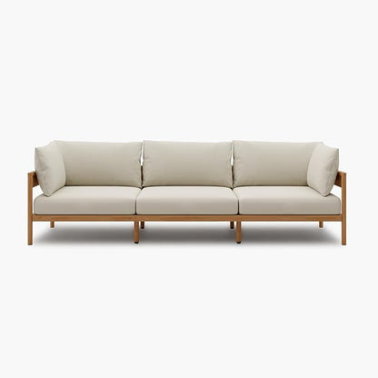 Acanva Modern Outdoor Patio Furniture Set, All-Weather Aluminium Conversation Sectional Sofa with Thick Cushions for Backyard, Garden, Porch, Couch, Beige
