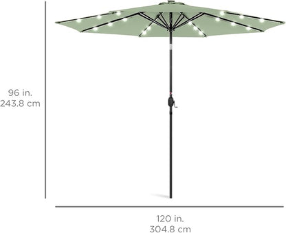 Best Choice Products 10ft Solar Polyester LED Lighted Patio Umbrella w/Tilt Adjustment and UV-Resistant Fabric