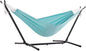 Vivere Double Polyester Hammock with Space Saving Steel Stand and Premium Carry Bag - 450 lb Capacity