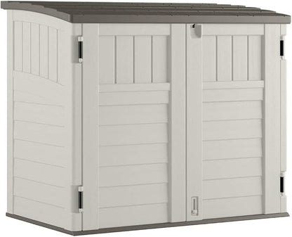 Suncast 3 Pack 34 Cu Ft Capacity Horizontal Outdoor Storage Shed for Garbage Cans, Garden Accessories, Backyard, and Patio Use, Vanilla