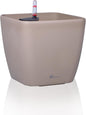 Dexceder 15x14 Self Watering Planter with Wheels Indoor Outdoor, Inner Mat Design, Thickened Large Floor Standing Flower Plant Pot with Water Level Indicator (Taupe Matte)