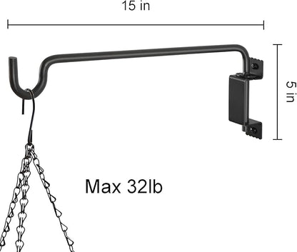 15" 360° Swivel Plant Hanger - Heavy Duty Solid Steel Wall Hook, 12-Directional Adjustable for Bird Feeders, Outdoor/Indoor Plants, Garden & Patio (2-Pack)