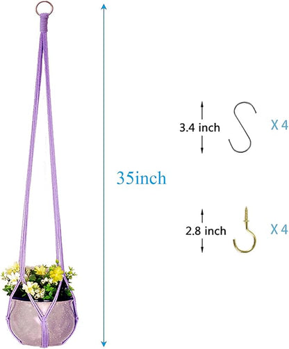 Hanging Planters for Plants with 8 Hooks, Handmade Colorful Cotton Rope Hanging Plant Holder Indoor & Outdoor Boho Room Decor Hanging Ceiling Decor，4 Pack. (4 Color)