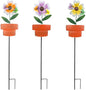 Metal Garden Stakes Decor,3 Pack Flowers Pot Decorative Garden Stakes, Waterproof Spring Outdoor Decor,Metal Flowers Garden Decor for Outside,Lawn,Yard,Pathway