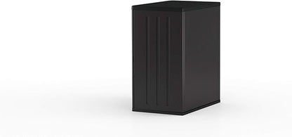 Suncast Heavy-Duty Resin Outdoor Storage Cabinet, 30" W x 20.25" D x 36" H Dark Grey Base Garage Storage Cabinet with Lockable Doors and Metal Reinforced Shelves, Made in The USA