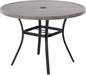 VICLLAX Round Patio Table with Adjustable Umbrella Hole, All Weather Outdoor Round Dining Table for Lawn Garden, 41.2"x 28" Grey Wood-Like Outdoor Coffee Table