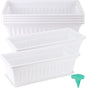 JOIKIT 6 Packs 17 Inch White Plastic Flower Window Boxes Planters with Drainage Holes & Tray, Rectangular Long Vegetable Flower Windowsill Box Planter Pot with Plant Label for Garden Patio Balcony