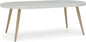 Signature Design by Ashley Seton Creek Casual Aluminum Outdoor Dining Table with Umbrella Hole and Cover Cap, White & Light Brown