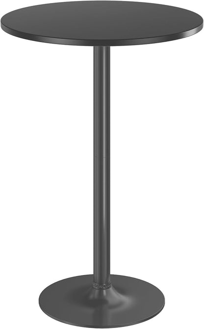 Furmax Bistro Pub Table Round Bar Height Cocktail Table for Home Bar, Small Round Bar Tables for Party, Dining Room, Living Room and Wedding, Metal Base MDF Top Obsidian, 40.6 Inch Height (1, Black-1)