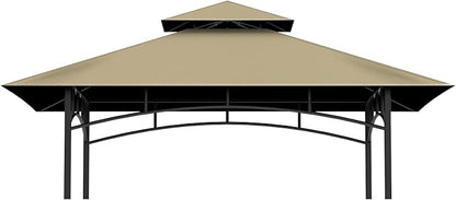 Grill Gazebo Replacement Top, 5 * 8 Outdoor BBQ Top Cover, Double Layer BBQ Gazebo Top Canopy for Model #L-GG001PST-F (Khaki)