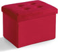 LINMAGCO Storage Ottoman Folding Foot Stool Velvet Foot Rest with Padded Modern Ottoman with Storage for Living Room Puppy Step Stool 17x13x13in(Neon Red)