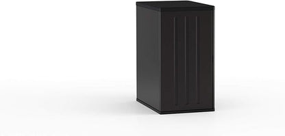 Suncast Heavy-Duty Resin Outdoor Storage Cabinet, 30" W x 20.25" D x 36" H Dark Grey Base Garage Storage Cabinet with Lockable Doors and Metal Reinforced Shelves, Made in The USA