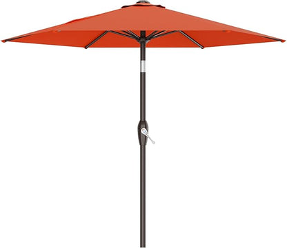 AreShark 7.5FT Patio Umbrella Table Market Umbrella with 6 Sturdy Ribs, Button Tilt/Crank, Heavy-Duty Outdoor Umbrellas for Pool, Deck, Garden and Backyard, Orange