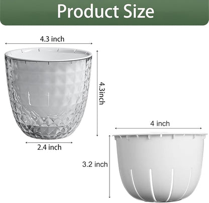 6 Pack 4 inch Self Watering Pots Planters for Indoor Plants, African Violets Pots with Wick Rope, Modern Plastic Nursery Pots for All House Plants,Flowers Succulents,Herbs,Cactus,Orchids