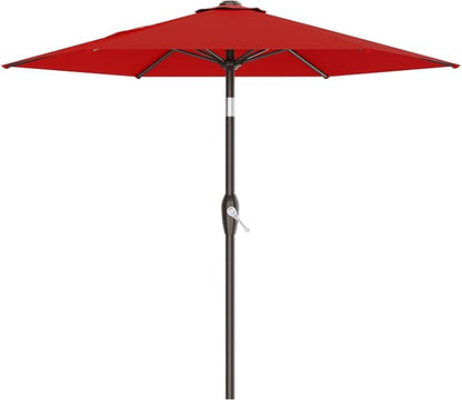 AreShark 7.5FT Patio Umbrella Table Market Umbrella with 6 Sturdy Ribs, Button Tilt/Crank Heavy-Duty Round Outdoor Umbrellas for Garden, Deck, Backyard,and Pool, Red