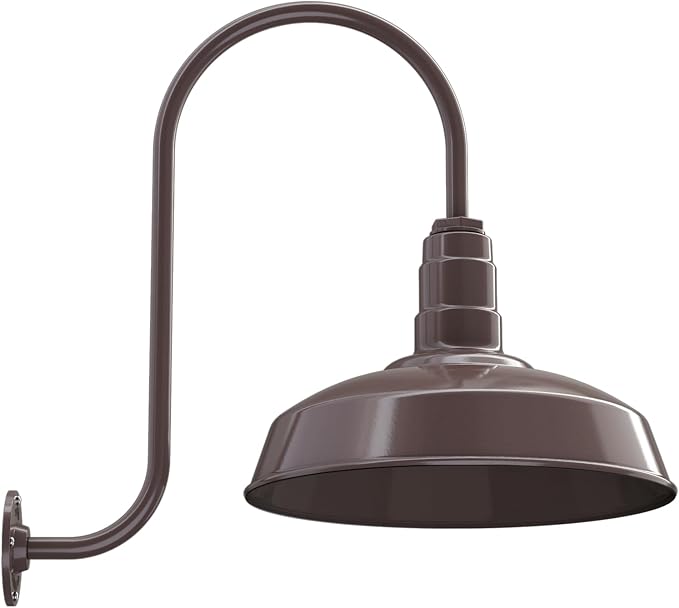 Wall Light, Dark Bronze Steel Farmhouse Barn Fixture, 16-Inch Dome