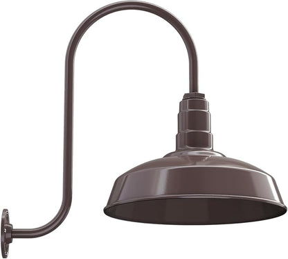 Wall Light, Dark Bronze Steel Farmhouse Barn Fixture, 16-Inch Dome