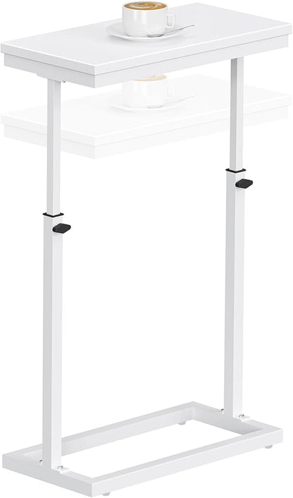 TUTOTAK End Table, Side Table, Tall Couch Table, Sofa Table, Living Room, Bedroom,White TB01BW083