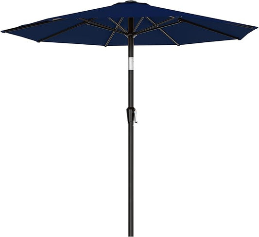 AreShark 9 FT Patio Umbrella for Outdoor, Outdoor Umbrella with Push Button Tilt and Crank, Outdoor Patio Umbrellas with 8 Sturdy Ribs for Market, Garden, Deck, Backyard, Pool (Navy)