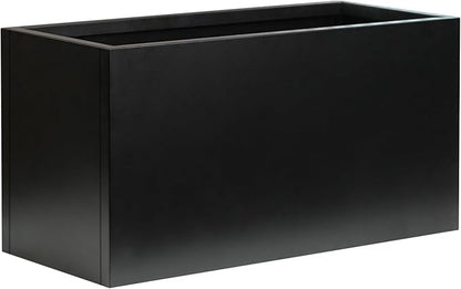 Black Planter Box Galvanized Steel Rectangular Metal Planter 36" L x 12" W x 16" H Indoor Large Outdoor Planters Steel Metallic Heavy Flower Pot Commercial Residential for Patio, Backyard, Garden