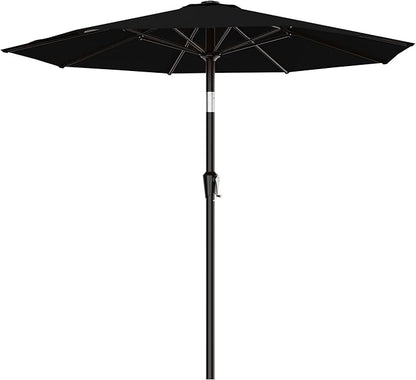 AreShark 9 FT Patio Umbrella for Outdoor, Outdoor Table Umbrella with Push Button Tilt and Crank, Outdoor Patio Umbrellas with 8 Sturdy Ribs for Market, Garden, Pool (Black)