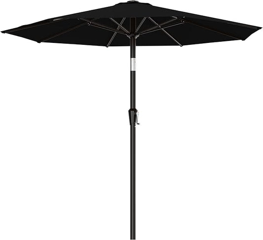 AreShark 9 FT Patio Umbrella for Outdoor, Outdoor Table Umbrella with Push Button Tilt and Crank, Outdoor Patio Umbrellas with 8 Sturdy Ribs for Market, Garden, Pool (Black)