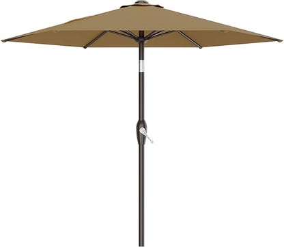 AreShark 7.5FT Patio Umbrella Table Market Umbrella with 6 Sturdy Ribs, Button Tilt/Crank, Heavy-Duty Outdoor Umbrellas for Pool, Deck, Garden and Backyard, Khaki