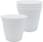 The HC Companies 6 Inch Eclipse Round Planter Pots with Drainage Holes & Attached Saucer, Lightweight UV-Resistant Plastic Indoor & Outdoor Planters, 4-Pack Flower Pots for Garden & Home Decor, White