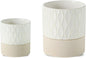 Nihow Self Watering Plant Pot for Indoor Plants: 4.5+6 Inch Ceramic Planter with Drainage Hole & Water Storage Plus - Cylinder Flower Pot with Wick for Herbs - Cream White & Brown Net