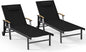 Ciokea Outdoor Lounge Chair with Pillow Set of 2, 5-Position Aluminum Chaise Lounge with Wheels & Armrests, 400 lbs Heavy Duty Patio Pool Chair for Backyard, Deck, Beach & Poolside, Black