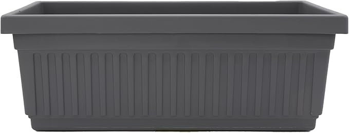 The HC Companies Venetian Window Planter Box w/Drain Plug - Long Planter Box for Windowsills, Balconies & More - Plastic Large Rectangular Planters for Herbs & Flowers (30" Warm Gray, Pack of 1)