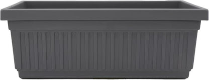 The HC Companies Venetian Window Planter Box w/Drain Plug - Long Planter Box for Windowsills, Balconies & More - Plastic Large Rectangular Planters for Herbs & Flowers (24" Warm Gray, Pack of 1)