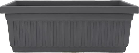 The HC Companies Venetian Window Planter Box w/Drain Plug - Long Planter Box for Windowsills, Balconies & More - Plastic Large Rectangular Planters for Herbs & Flowers (24" Warm Gray, Pack of 1)