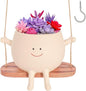 Swing Face Hanging Planter Pot with Drainage Hole - Resin Smiley Flower Pot for Indoor/Outdoor, Pearl Plants & Succulents, for Mothers, Holiday Décor