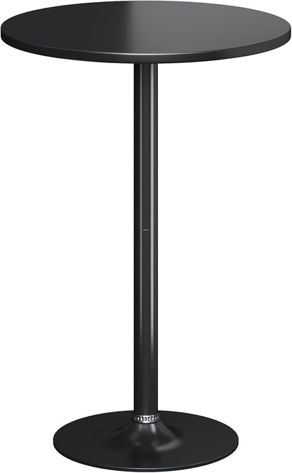 Flamaker Round Bistro Pub Table Modern Style Metal Base MDF Top Cocktail Bar Table Counter Bar Height for Pub, Dining Room, Party (1, Full Black)