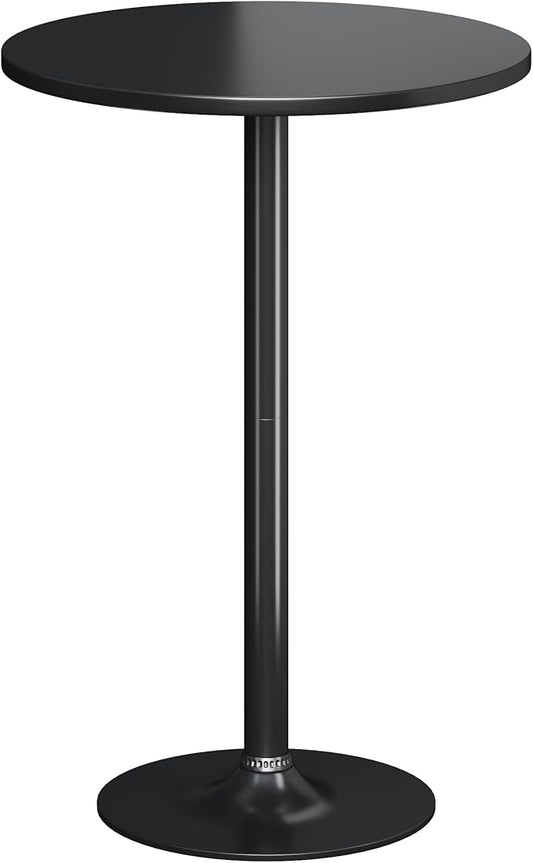 Flamaker Round Bistro Pub Table Modern Style Metal Base MDF Top Cocktail Bar Table Counter Bar Height for Pub, Dining Room, Party (1, Full Black)