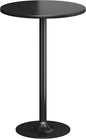Flamaker Round Bistro Pub Table Modern Style Metal Base MDF Top Cocktail Bar Table Counter Bar Height for Pub, Dining Room, Party (1, Full Black)