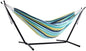 Vivere Double Cotton Combo Outdoor Backyard Patio Hammock with Stand, Cayo Reef