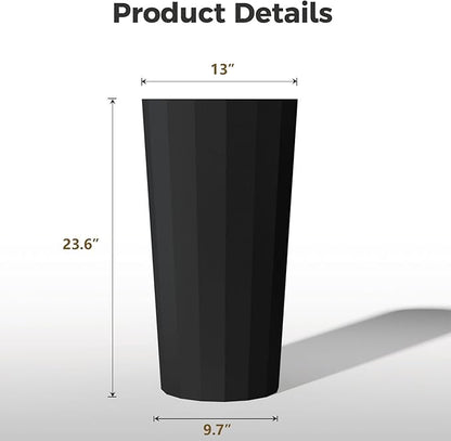 23.6" H Tall Planters for Outdoor Plants, 2 Pack Large Outdoor Planters for Porch Decor with Automatic Drainage Hole, Plastic Stripe Design Flower Pots Fits Indoor Plants Patio Garden, Black