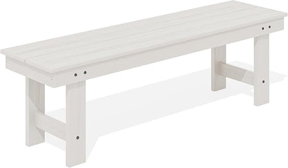 SERWALL 2-Person Outdoor Bench Backless, HDPE Outdoor Benches Weatherproof, 700 Lbs Weight Capacity, Poly Lumber Patio Furniture for Garden, Porch and Park, White