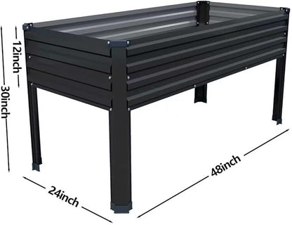 Galvanized Raised Garden Bed with Legs,2PCS 48×24×30in Elevated Planter Box for Backyard,Garden, Patio, Balcony, 350lb Capacity,Planters for Outdoor Plants,Black