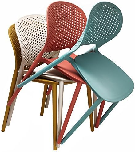 Patio Dining Chairs, Set of 2 White Stackable Plastic Chairs
