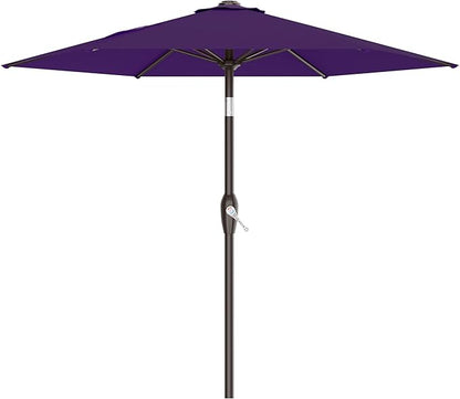 AreShark 7.5FT Patio Umbrella Table Market Umbrella with 6 Sturdy Ribs, Button Tilt/Crank, Heavy-Duty Outdoor Umbrellas for Pool, Deck, Garden and Backyard, Purple